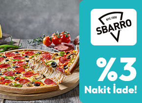 AdaletKart ile Sbarro şubelerinden yapacağınız harcamalarda %3 nakit iade fırsatı sizi bekliyor.