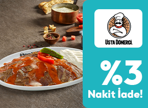 AdaletKart ile TAB Gıda’ya bağlı Usta Dönerci şubelerinden yapacağınız harcamalarda %3 nakit iade fırsatı sizi bekliyor.